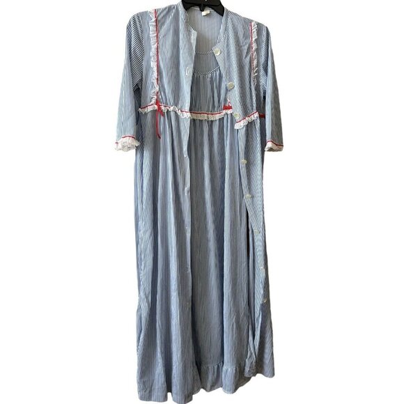 Vintage TEXSHEEN Lingerie Prairie Modest Lace Gown Robe XS Set Semi Sheer Sissy - Picture 11 of 12